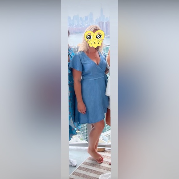 LOFT Dresses & Skirts - LOFT Light Blue Midi Wrap Dress